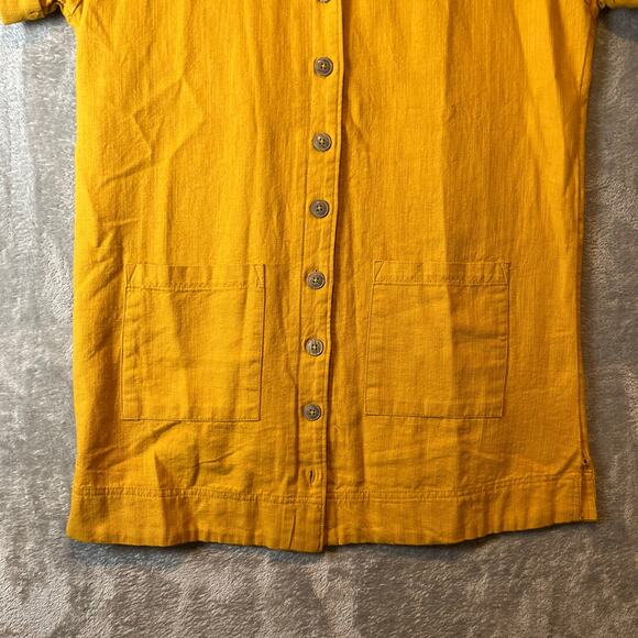 Pilcro Buttondown Shirt Dress Linen Blend Patch Pockets Yellow Utility - Picture 2 of 9